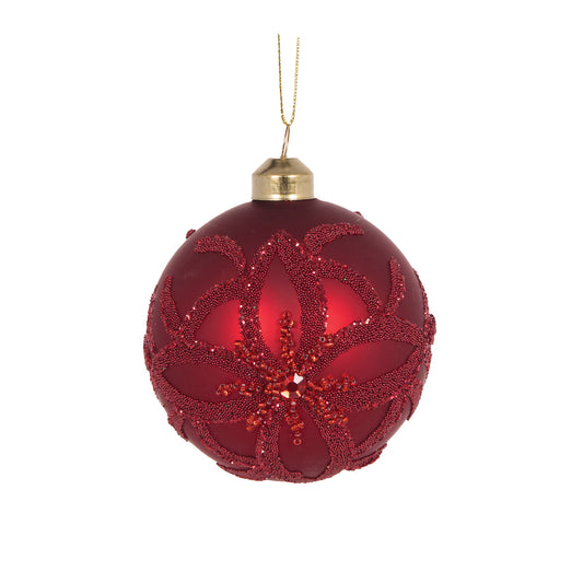 RED EMBELLISHED BEAD BAUBLE