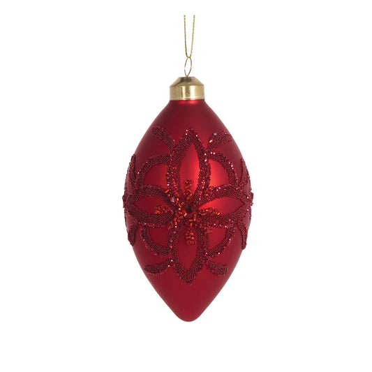 RED EMBELLISHED BEAD DROP BAUBLE