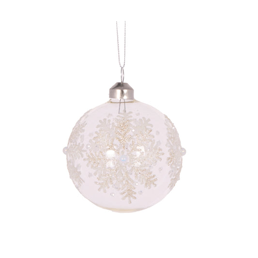 CLEAR PEARL SNOWFLAKE BAUBLE