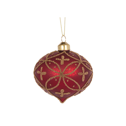 BURGUNDY EMBELLISHED ONION BAUBLE