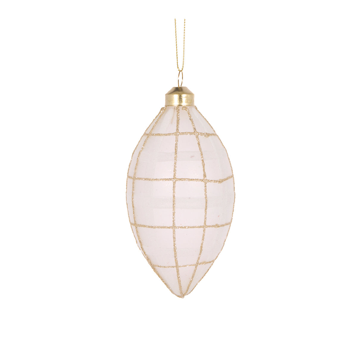 WHITE TARTAN DROP BAUBLE