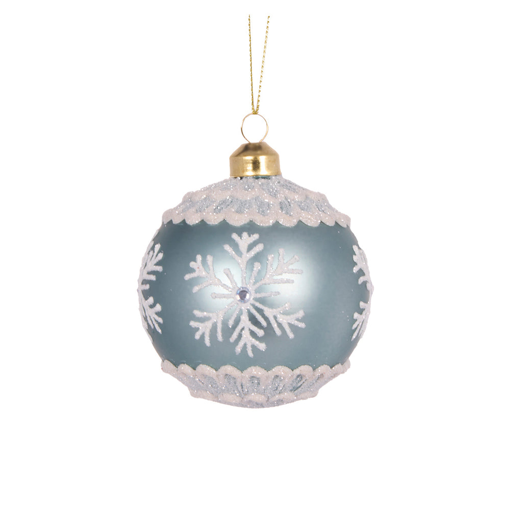 PIPED BLUE SNOWFLAKE BAUBLE – Holly & Ivy
