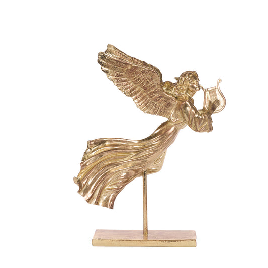 47 CM GILDED ANGEL WITH HARP