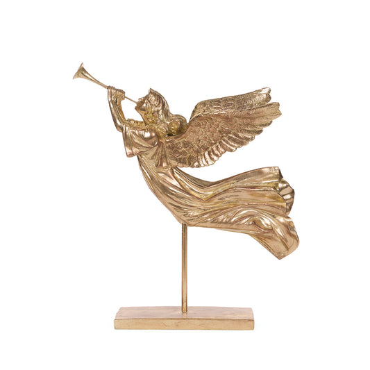 45 CM GILDED ANGEL WITH TRUMPET