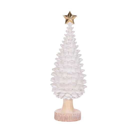 42.5 CM WASHED PINECONE TREE WITH STAR