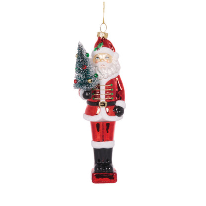 Glass Santa With Tree Hanging