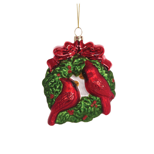GLASS TWIN CARDINAL HANGING