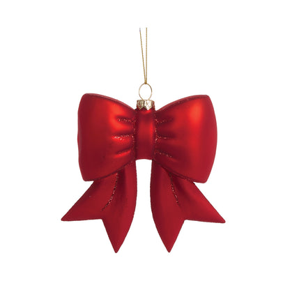 GLASS RED BOW HANGING