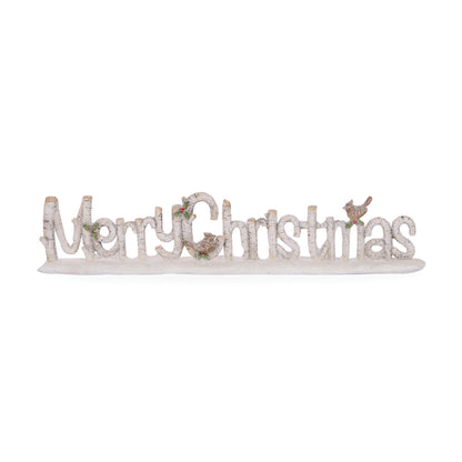 41cm Birch Merry Christmas Sign