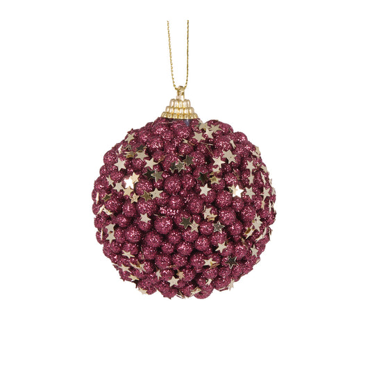 MINI BURGUNDY STARS BAUBLE