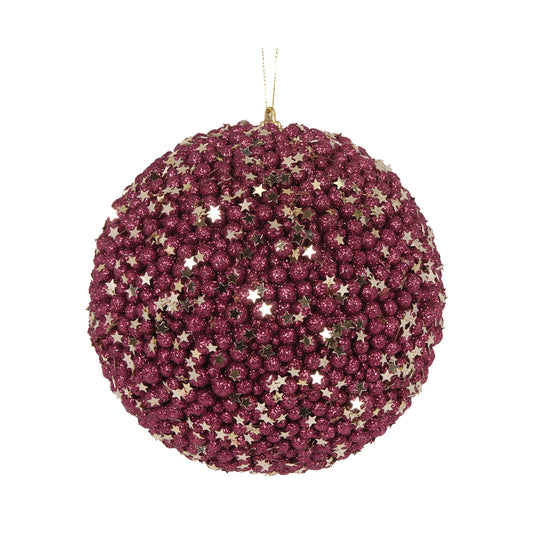 XL BURGUNDY STARS BAUBLE