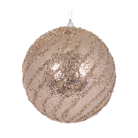 XL CHAMPAGNE GLITTERED SWIRL BAUBLE