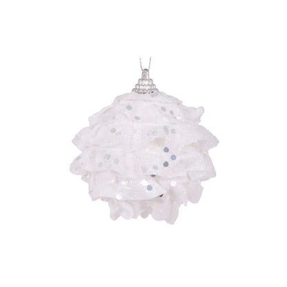 Mini White Ruffles Bauble