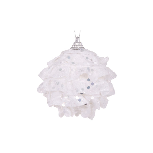 MINI WHITE RUFFLES BAUBLE