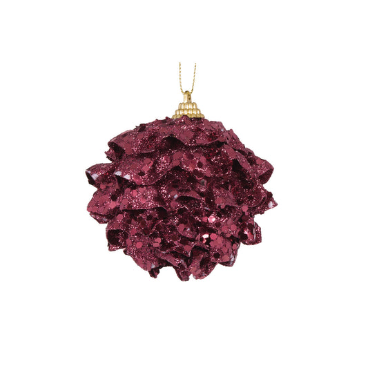 MINI BURGUNDY RUFFLES BAUBLE