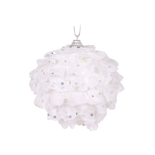 WHITE RUFFLES BAUBLE