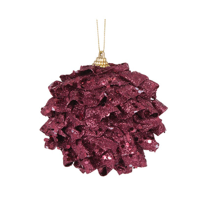 BURGUNDY RUFFLES BAUBLE