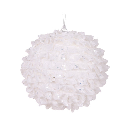 XL White Ruffles Bauble