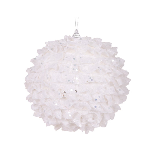XL WHITE RUFFLES BAUBLE