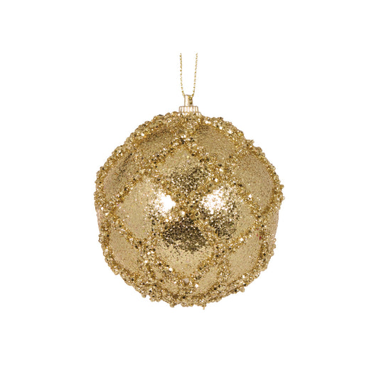 MINI GOLD GLITTERED LATTICE BAUBLE