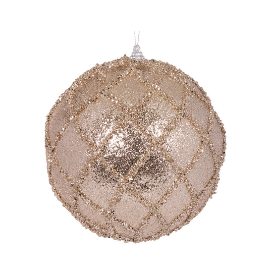XL CHAMPAGNE GLITTERED LATTICE BAUBLE