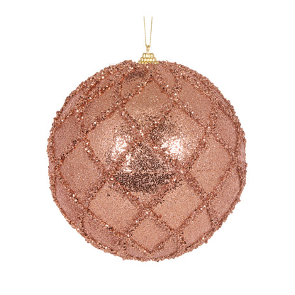 XL Copper Glittered Lattice Bauble