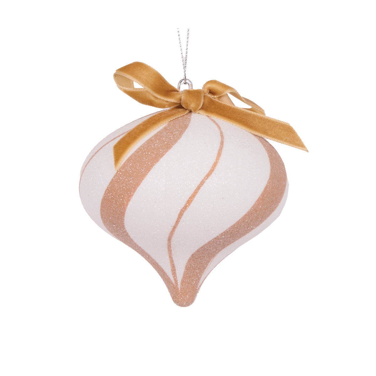 WHITE GINGERBREAD SWIRL ONION BAUBLE