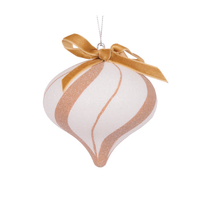 WHITE GINGERBREAD SWIRL ONION BAUBLE