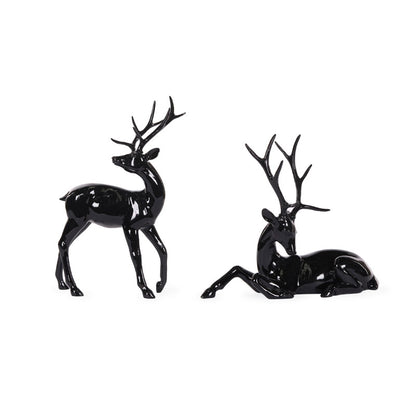 SET OF 2 GLASS BLACK MODERN REINDEER
