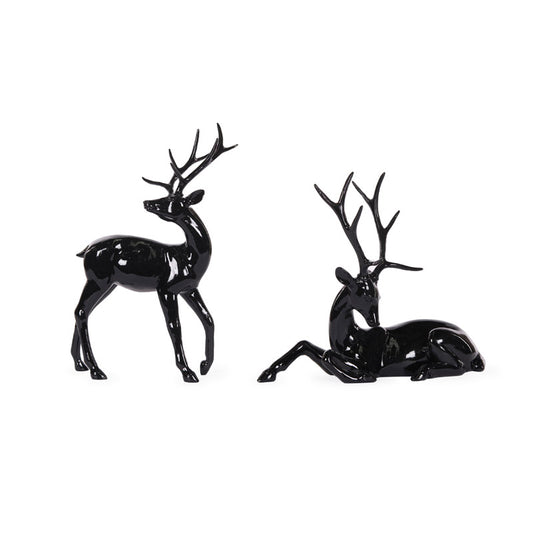 SET OF 2 GLASS BLACK MODERN REINDEER
