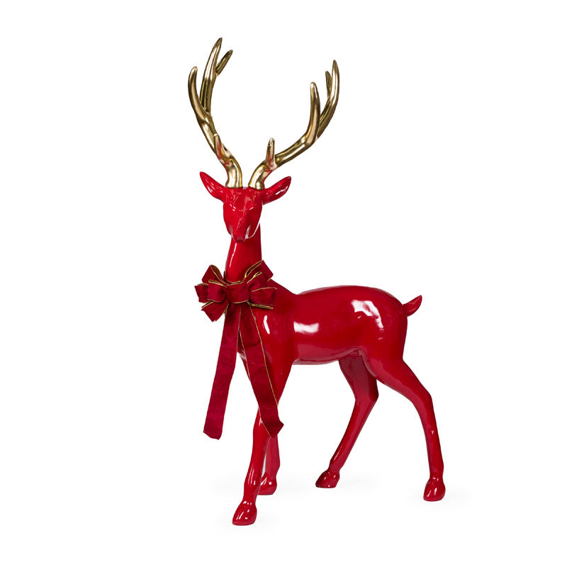 RED MODERN LYING STANDING REINDEER