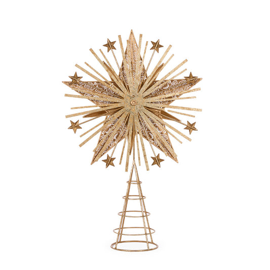 METAL GOLD STARBURST TREE TOPPER