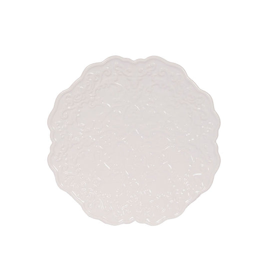 WHITE FLORAL PRANCING PLATE