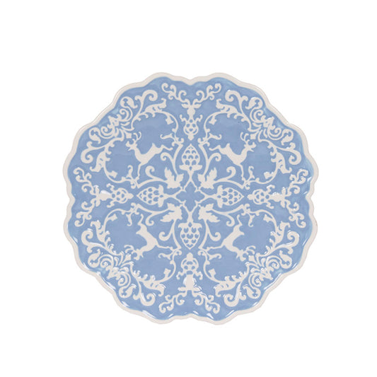 BLUE AND WHITE FLORAL PRANCING PLATE