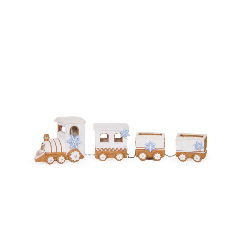 BLUE AND WHITE LED GINGERBREAD TRAIN