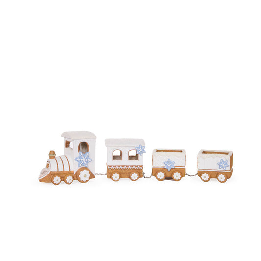 BLUE AND WHITE LED GINGERBREAD TRAIN