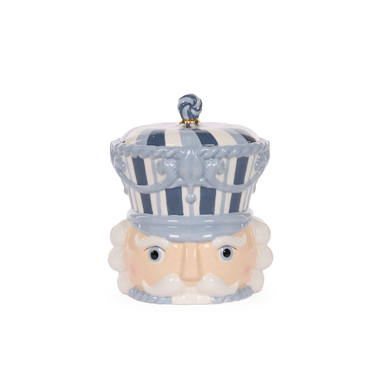 BLUE AND WHITE NUTCRACKER COOKIE JAR