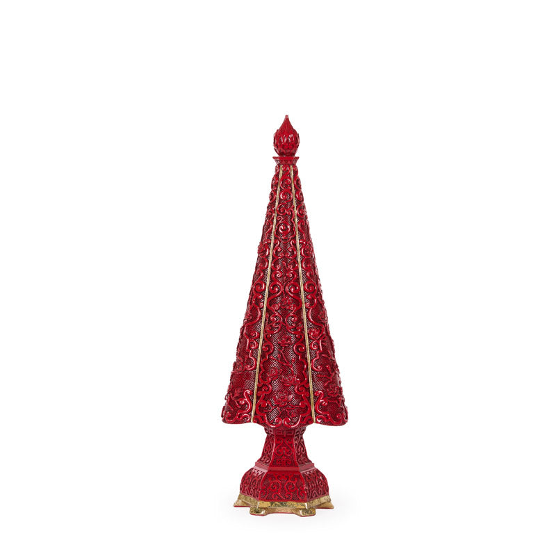 RED CARVED CHRISTMAS TREE