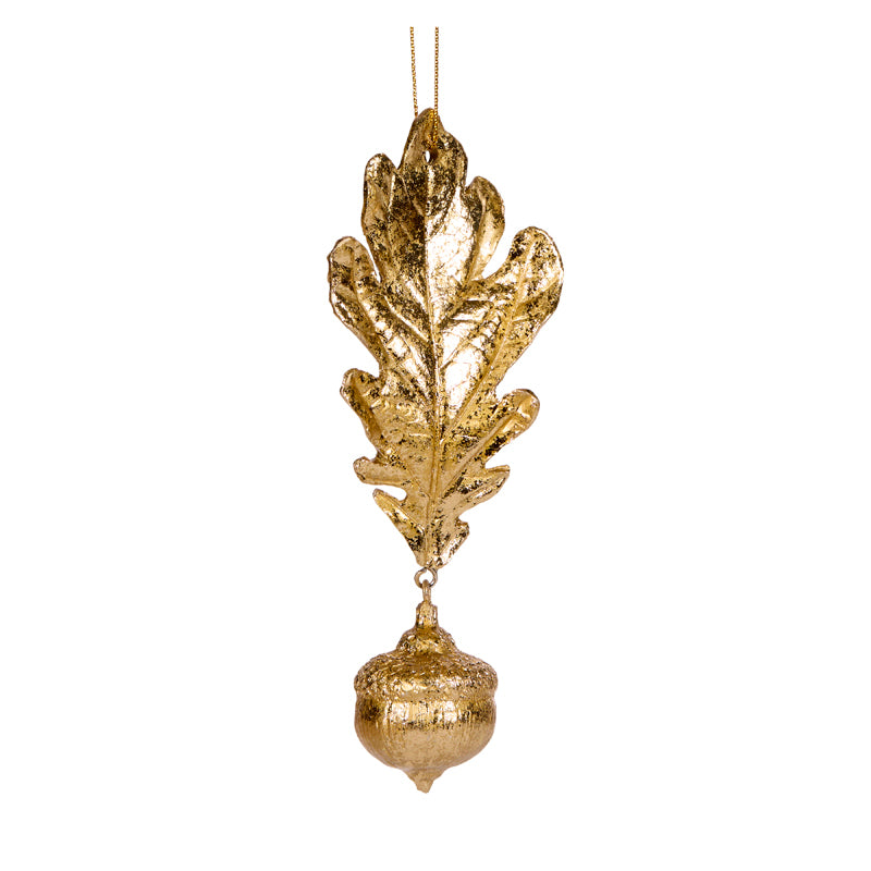 GOLD LEAF AND ACORN ORNAMENT