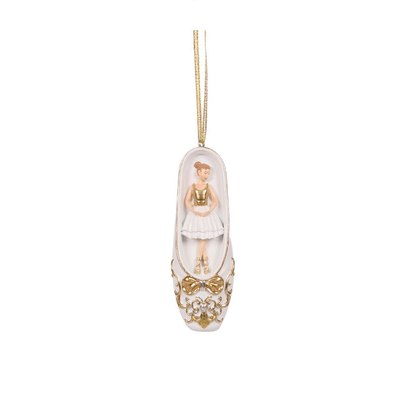 White And Gold Ballerina Ballet Ornament