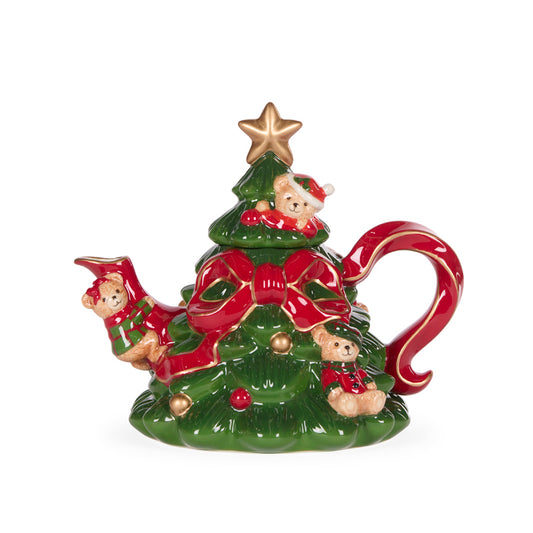 COZY TEAR BEAR CHRISTMAS TREE TEAPOT