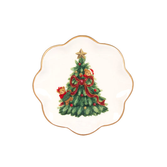 COZY TEDDY BEAR TREE DESSERT PLATE