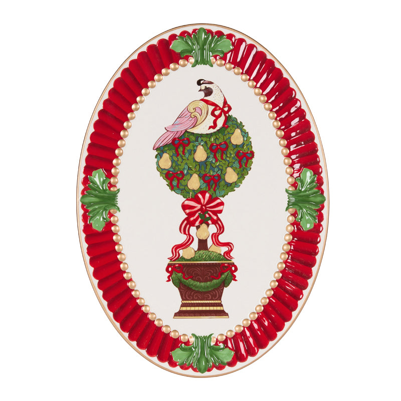 PARTRIDGE IN A PEAR TREE OVAL SERVING PLATTER