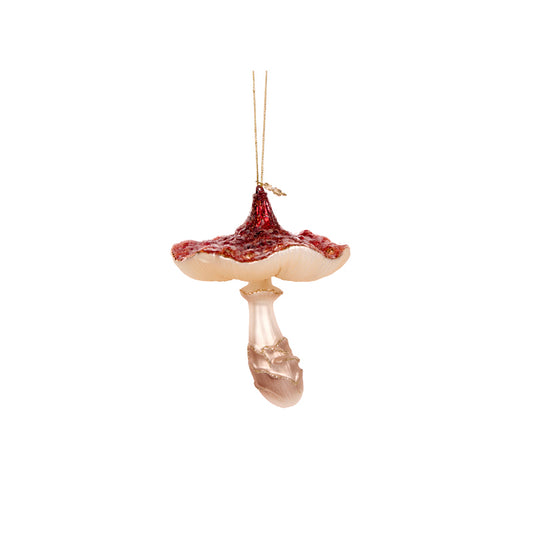 RED GLASS HANGING MUSHROOM