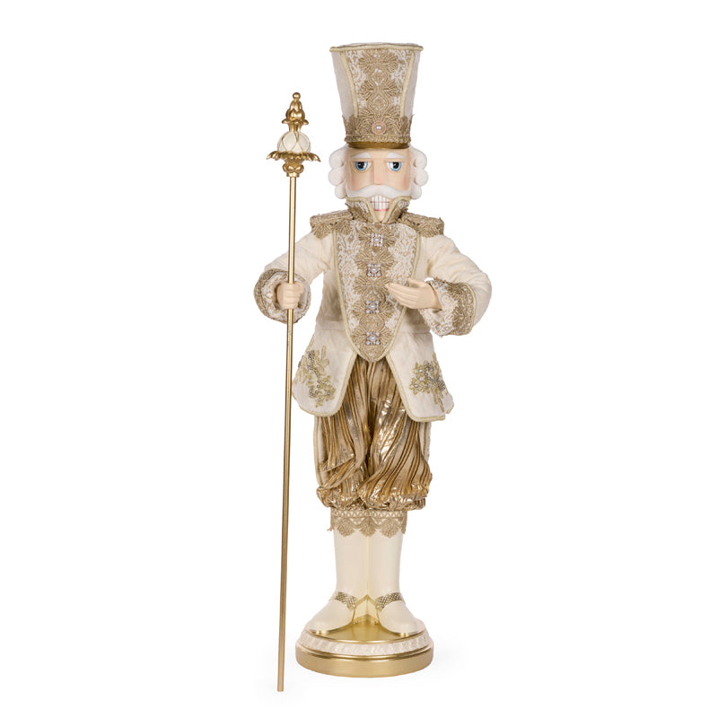 96 CM WHITE AND GOLD REGAL FABRIC NUTCRACKER