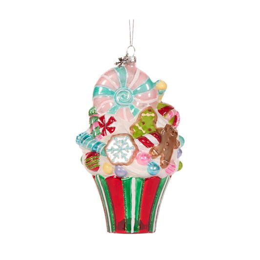 GLASS CUPCAKE SPECTACULAR ORNAMENT