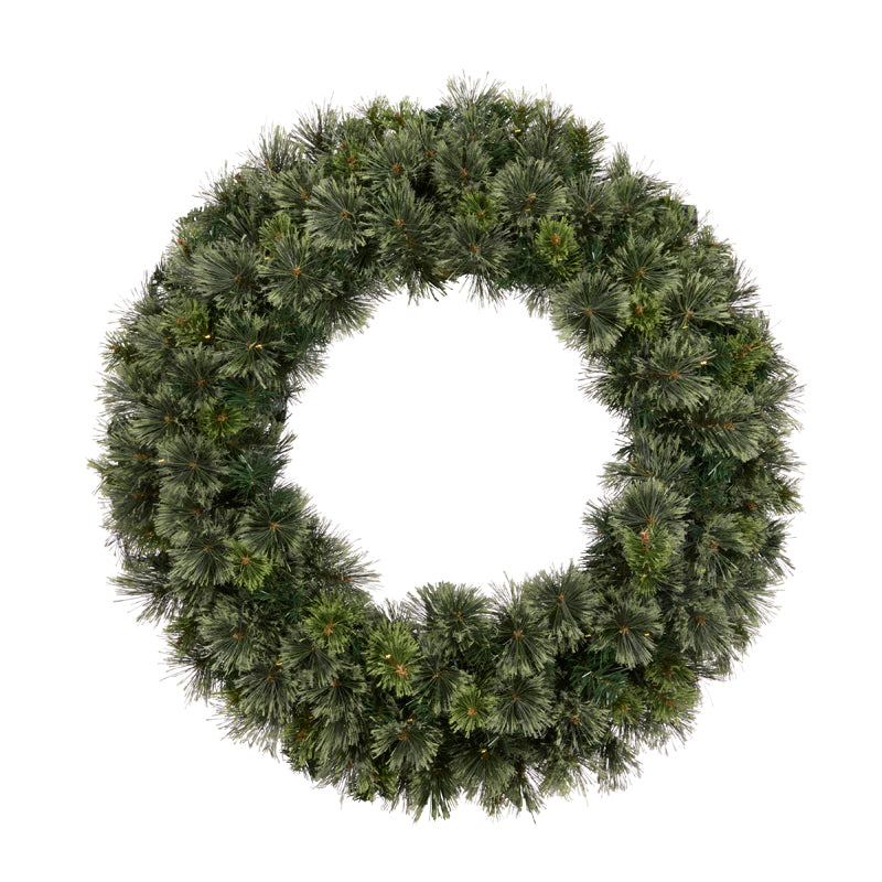 90 CM FROSTED SCOTCH PINE WREATH - 100 LED