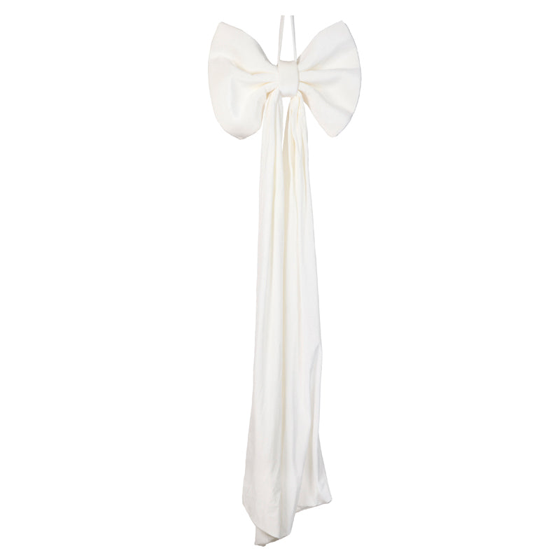 WHITE VELVET BOW TOPPER