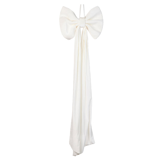 WHITE VELVET BOW TOPPER