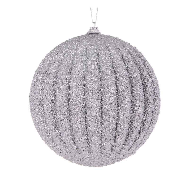XL SILVER TEXTURED RIB BAUBLE